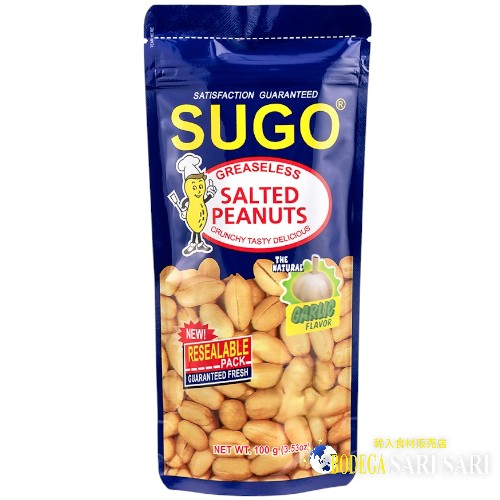 SUGO SALTED PEANUTS W/GARLIC100g - スゴー ピーナッツ ガーリック塩味 - mani saladito con sabor ajo