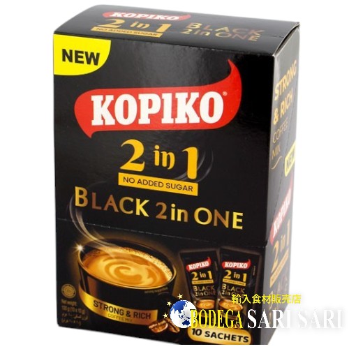 KOPIKO 2in1 COFFEE BLACK 100g (10 sachets) - コピコ 2in1 ブラック無糖ミルク入りインスタントコーヒー