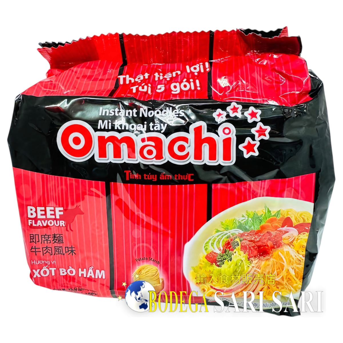 Mi Khoai Tay Omachi Xot Bo Ham 395g - オマチ　ベトナム　インスタントラーメン　牛肉風味