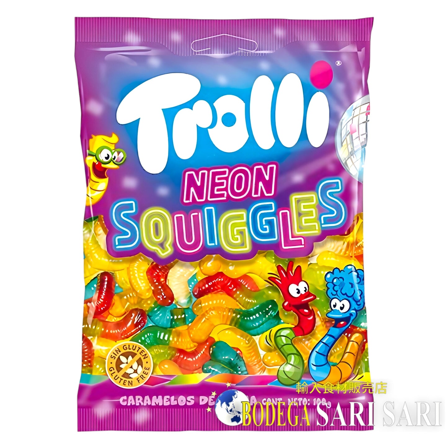TROLLI NEON SQUIGGLES 100g - トローリ ネオンスクイーグルス